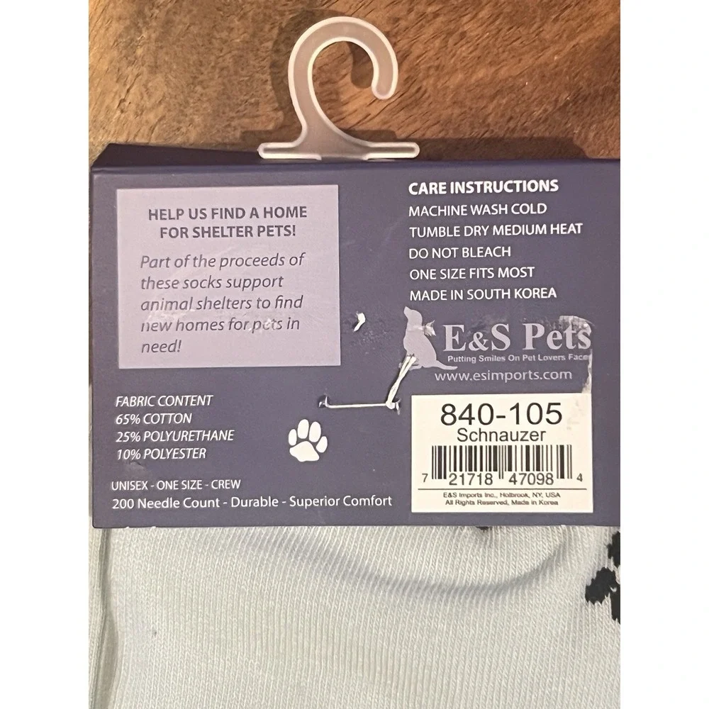 E&S Pets Schnauzer Crew Socks NWT Life Is Better With a Schnauzer Unisex